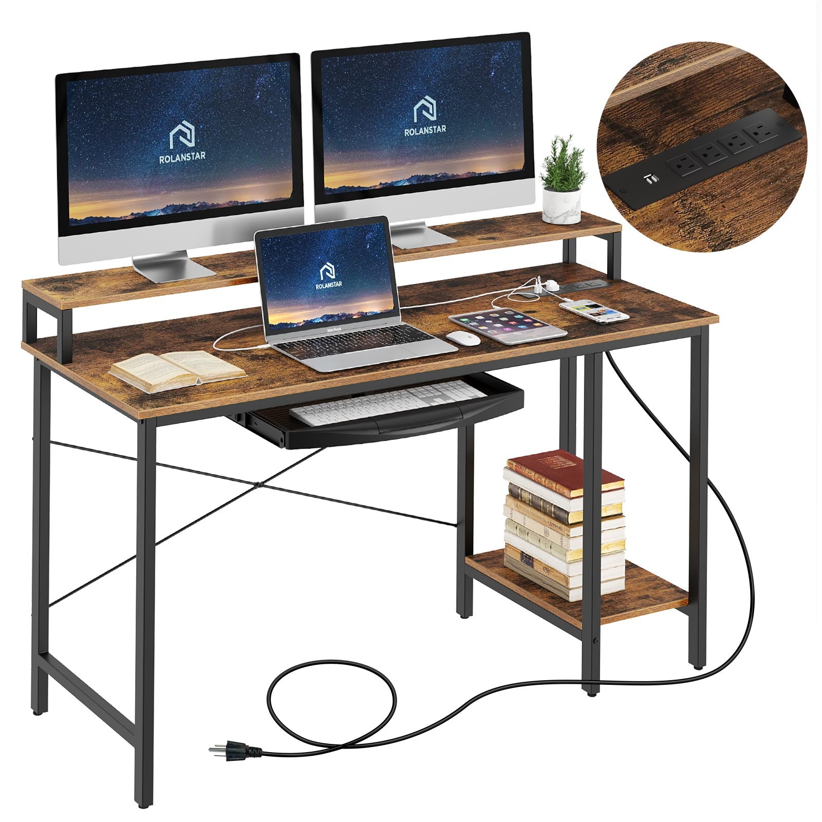 55 inch computer desk with keyboard tray