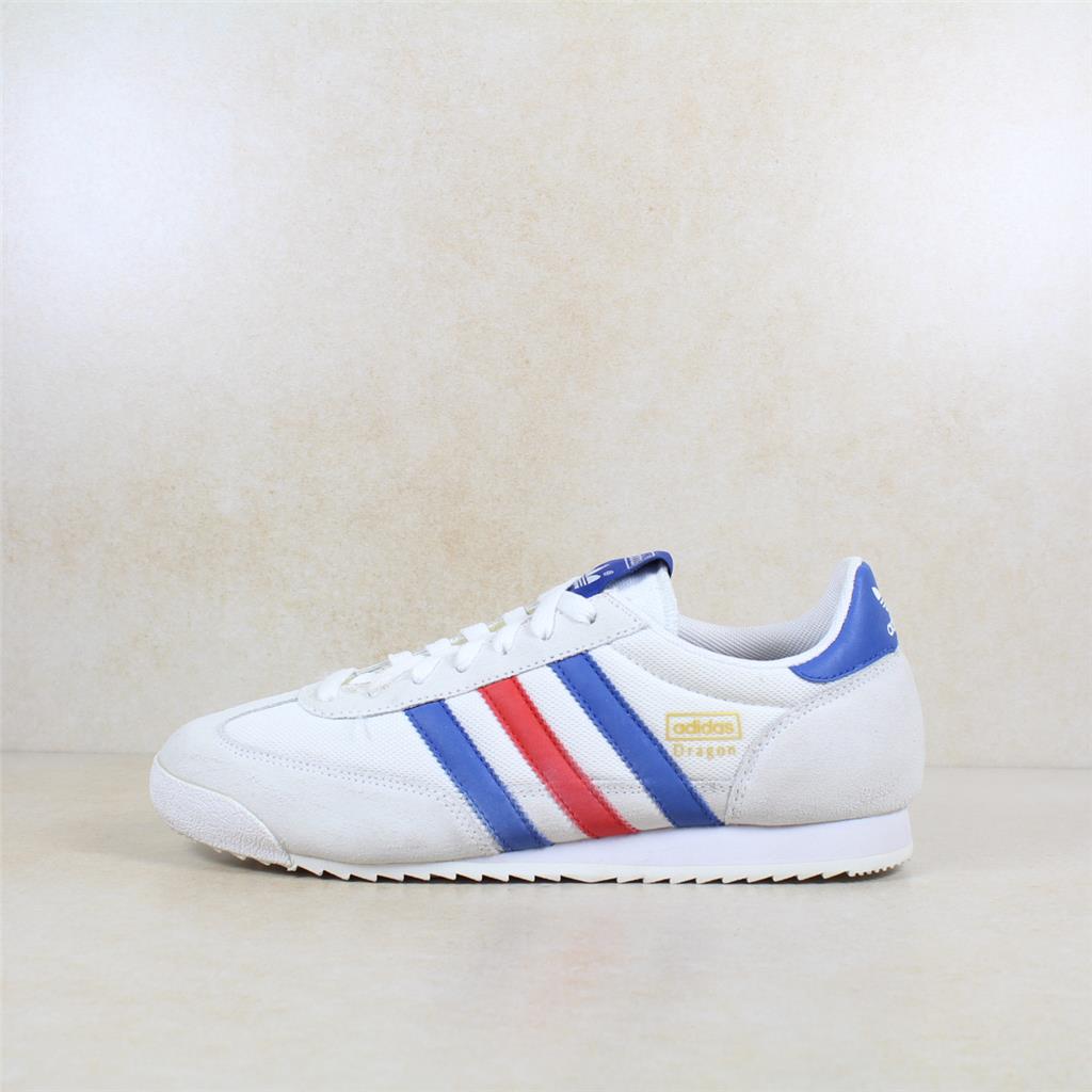 adidas dragon trainers white blue red