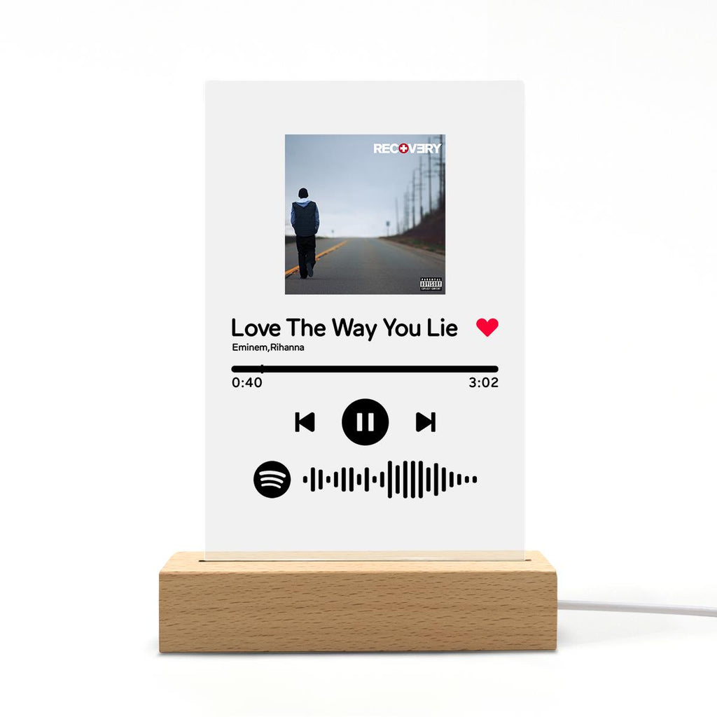 Personalisierte Spotify Code Nachtlampe mit Bild Musikplakette Glas Acryl Gravur Lied Foto Nachtlicht Selbst Gestalten Geschenk für Männer Frauen Freund Kinder Geburtstag Jubiläum Valentinstag