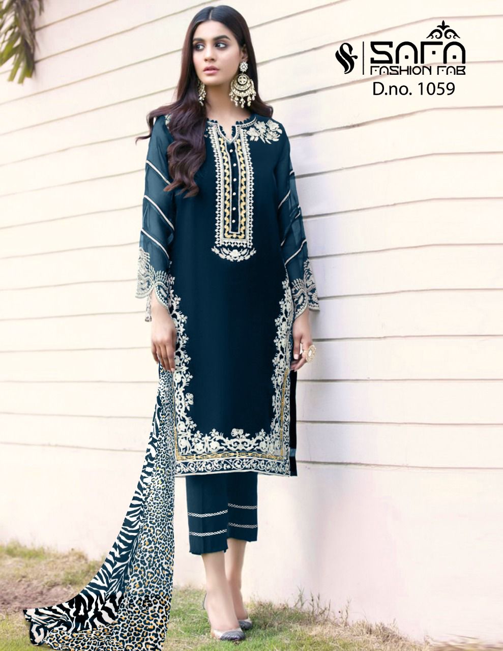 Safa Fashion Fab Dno 1059 Georgette Beautiful Embroidered Tunic With S