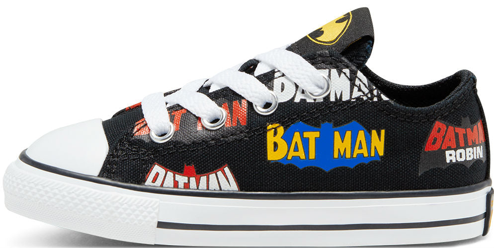 Especial simplemente recuerdos Converse Chuck Taylor All Star Toddler Batman Text Low Top Black/Multi –  Baggins Shoes
