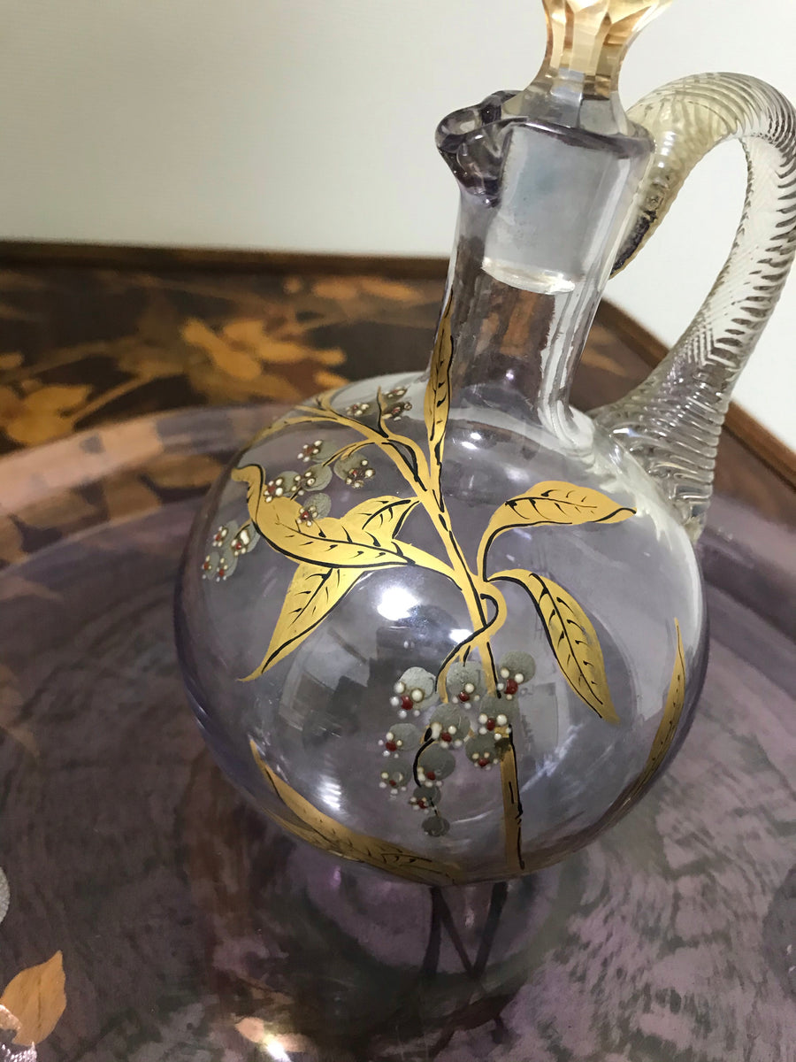 オールドバカラ　スズランの花のリキュールグラスとデカンタセット エナメルグラス