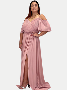 Abito lungo curvy in chiffon con mezza manica