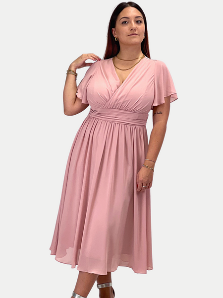 Abito midi curvy in chiffon con manica