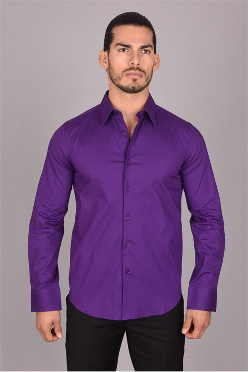 Stevig Pa Kinematica Men's Slim Fit Purple Shirt | Platini Jeans – Platini Fashion