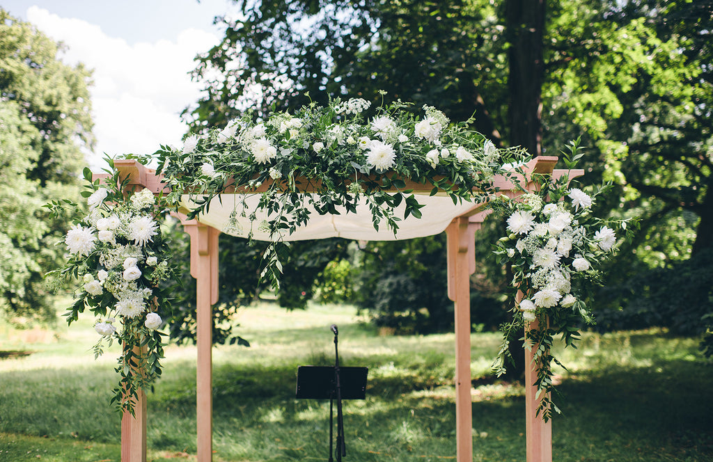 Rachel and Matthew - June Wedding at Awbury Arboretum | Floral Wedding Canopy/Chuppah | Tallulah Ketubahs