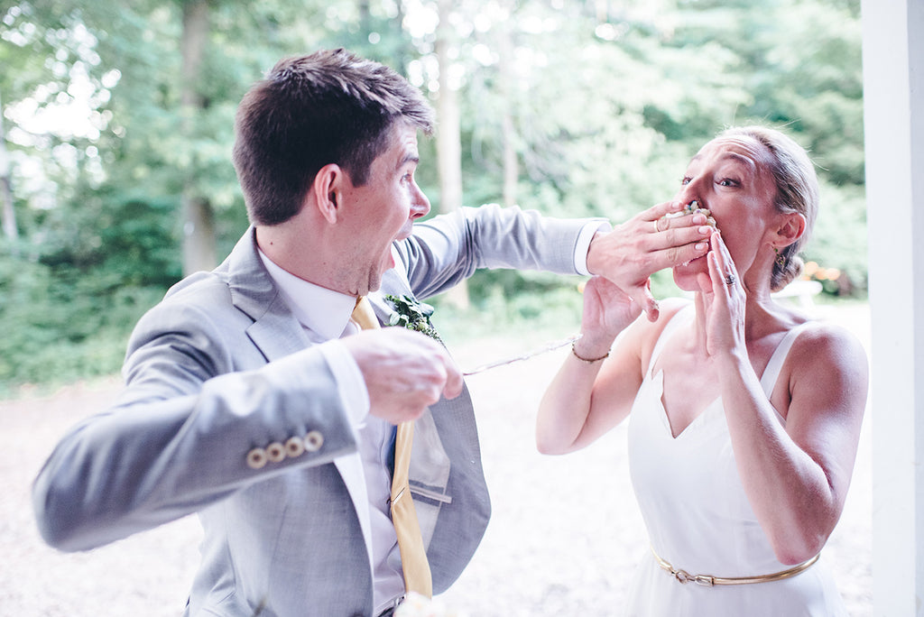 Rachel and Matthew - June Wedding at Awbury Arboretum | Cutting the Cake | Tallulah Ketubahs
