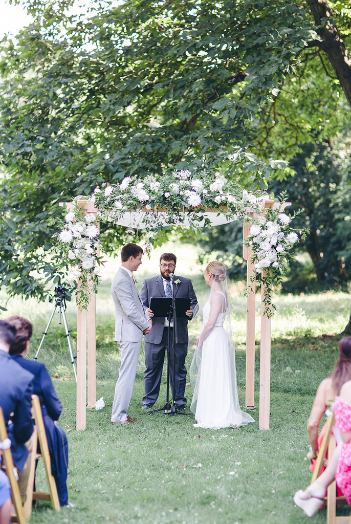 Rachel and Matthew - June Wedding at Awbury Arboretum | Outdoor Ceremony Under Floral Wedding Canopy/Chuppah | Tallulah Ketubahs