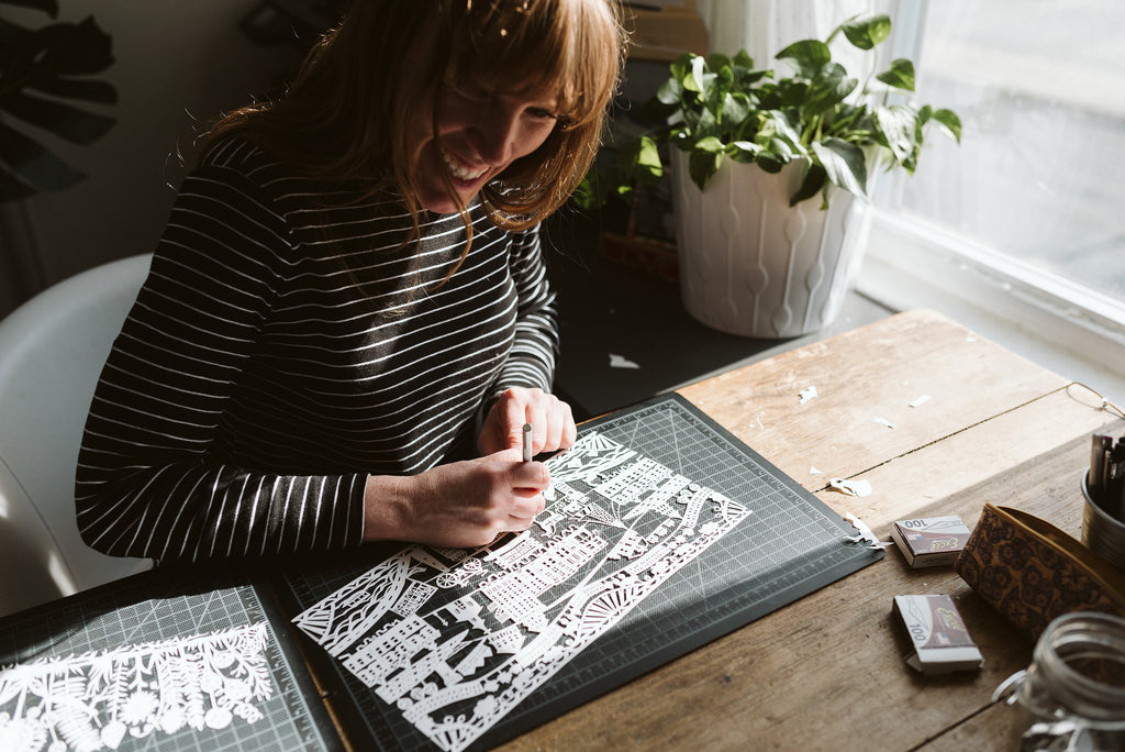 Guest Artist Annie Howe in her Studio | Papercut Ketubahs | Tallulah Ketubahs