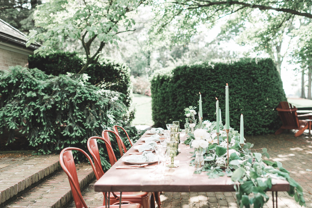 Greenery Aglow Styled Shoot at Drumore Estate | Romantic Garden Tablescape | Tallulah Ketubahs