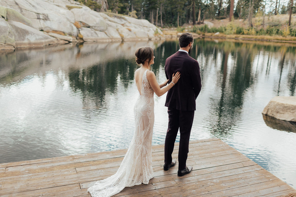 Kathleen & Carter's Rustic Autumnal Forrest Wedding in Kirkwood, California | First Look | Tallulah Ketubahs