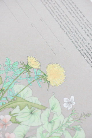 Dandelion Purslane Ketubah by Guest Artist Alyssa Dennis Detail | Tallulah Ketubahs