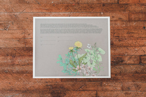 Dandelion Purslane Ketubah by Guest Artist Alyssa Dennis | Tallulah Ketubahs