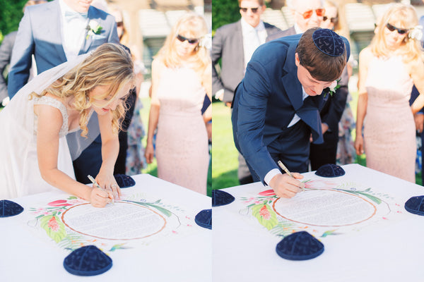 Gabrielle & Daniel - Wedding at The Ritz-Carlton Bacara, Santa Barbara | Signing the Ketubah | Tallulah Ketubahs