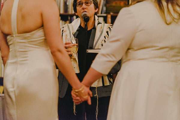 Jenna and Emily's Hip and Intimate Interfaith & Same-Sex Wedding in New York City | Library Ceremony Under the Chuppah | Tallulah Ketubahs