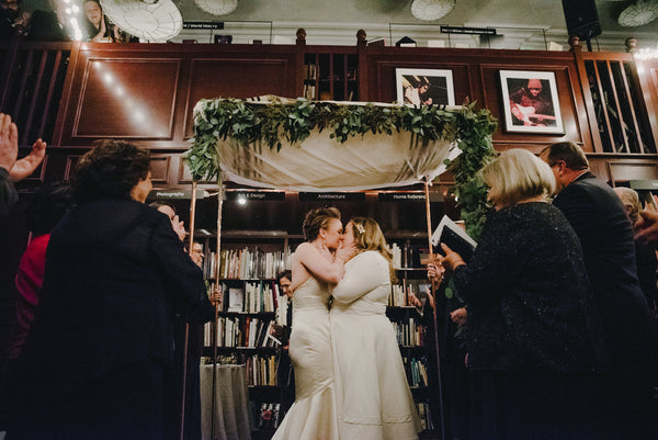 Jenna and Emily's Hip and Intimate Interfaith & Same-Sex Wedding in New York City | First Kiss | Tallulah Ketubahs