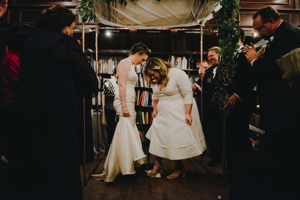 Jenna and Emily's Hip and Intimate Interfaith & Same-Sex Wedding in New York City | Smashing the Glass | Tallulah Ketubahs