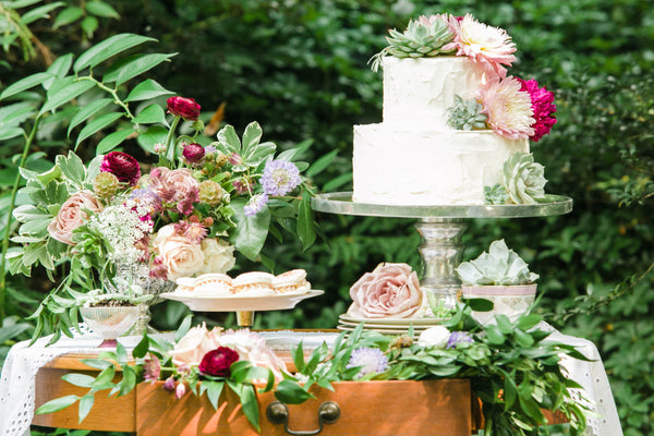 English Garden Party Styled Shoot at Bolingbroke Mansion | Succulent Wedding Cake and Desserts | Tallulah Ketubahs