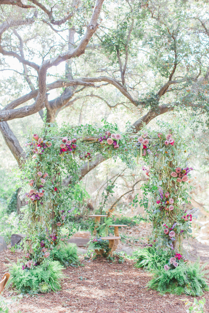Courtney & Sam Beautiful Boho Wedding in Santa Barbara | Floral Chuppah - Wedding Canopy | Tallulah Ketubahs
