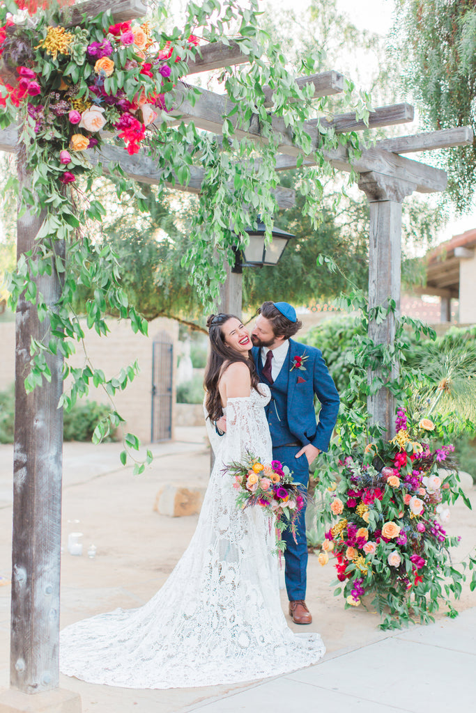 Courtney & Sam Beautiful Boho Wedding in Santa Barbara | Floral & Wooden Wedding Canopy | Tallulah Ketubahs