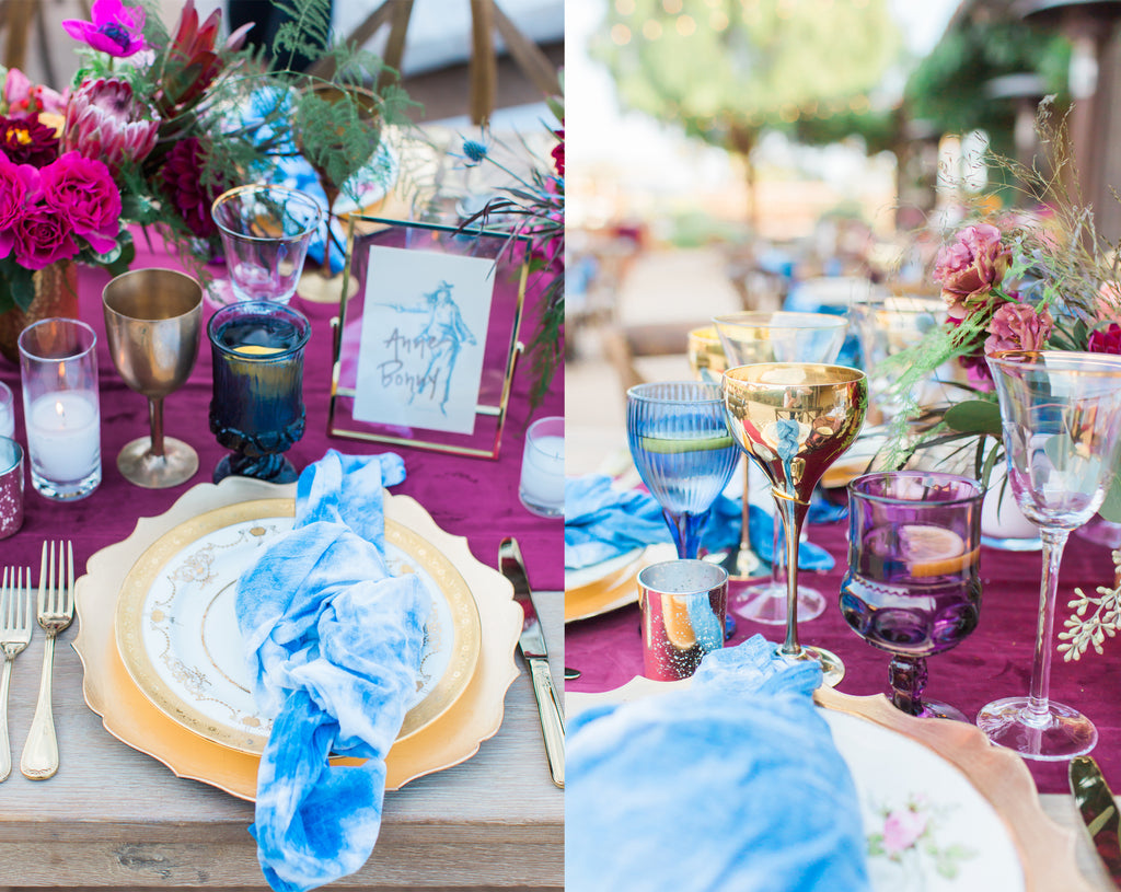 Courtney & Sam Beautiful Boho Wedding in Santa Barbara | Colorful Wedding Reception Tablescape | Tallulah Ketubahs