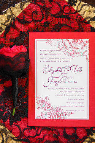 Spanish Rose Inspired Wedding at Bolingbroke Mansion | Lacy Wedding Invitation | Tallulah Ketubahs