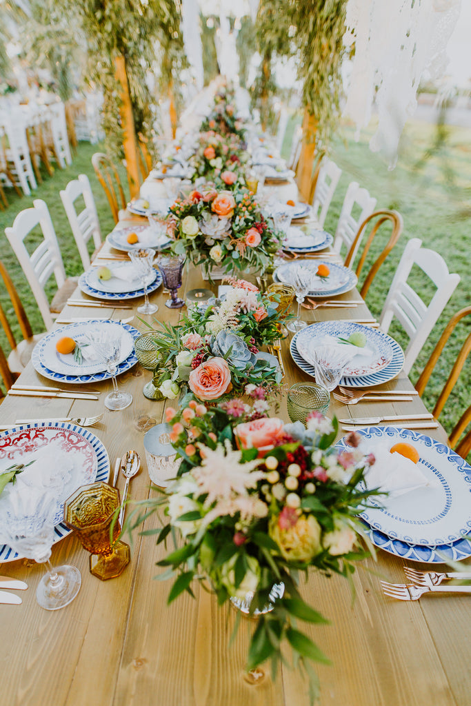 Celine & Jad - Luxury Bespoke Destination Wedding in Spetses Island, Greece | Romantic Outdoor Wedding Tablescape | Tallulah Ketubahs