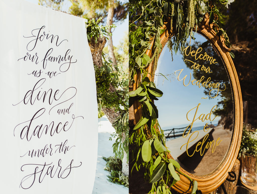 Celine & Jad - Luxury Bespoke Destination Wedding in Spetses Island, Greece | Hand Calligraphy | Tallulah Ketubahs