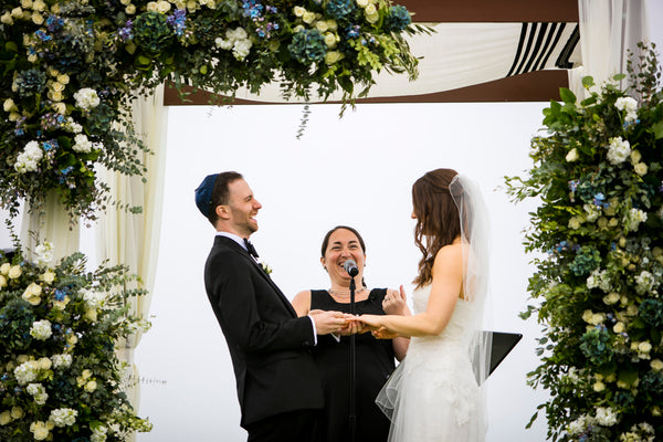 Ellen & Adam - Wedding at the Ritz Carlton, Half Moon Bay | Outdoor Ceremony Under Floral Wedding Canopy/Chuppah | Tallulah Ketubahs