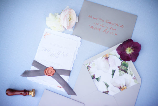 My Favorite Things Styled Shoot at the Merion Tribute House | Calligraphy Wedding Invitation Suite | Tallulah Ketubahs
