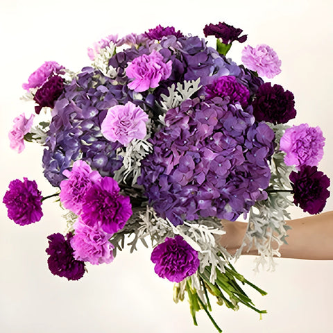 Purple Mountains Fresh Flower Bouquet Hand - Image