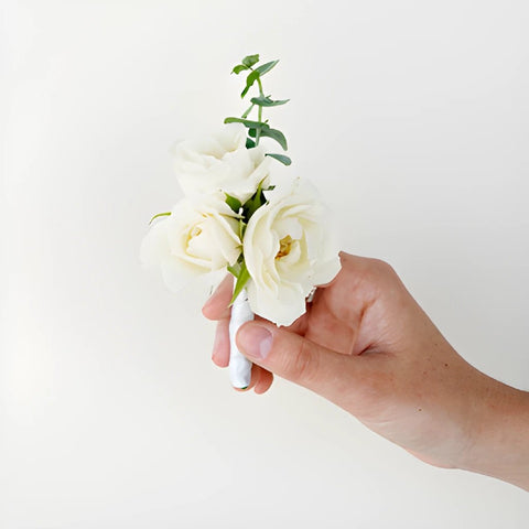Ivory Spray Rose Boutonniere and Corsage Pack