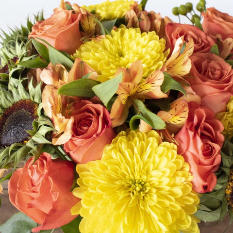 Yellow and Orange Flower Bouquet Up Close