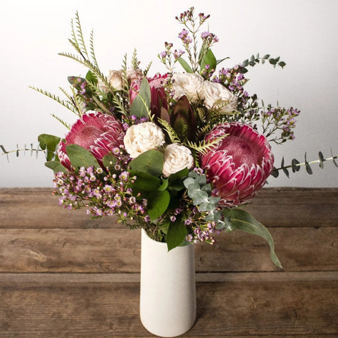Protea Candy Flower Bunch in Vase