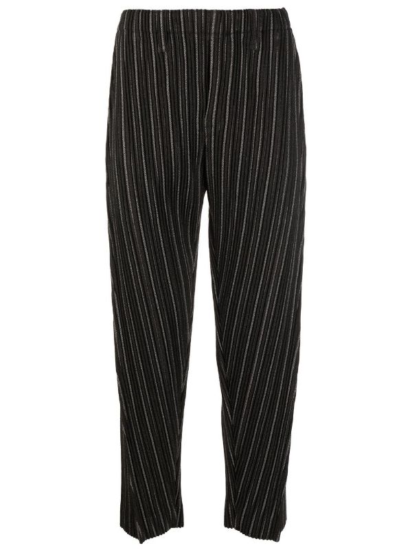 Tweed Pleats Pants - Black Stripe