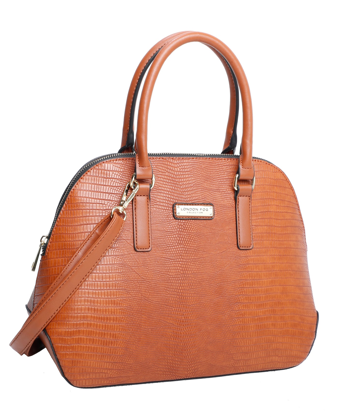 Cognac || cognac satchel purse with handles and adjustable shoulder strap