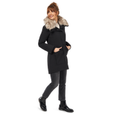 Load image into Gallery viewer, woman wearing black Missy Anorak Jacket with Buffalo Plaid Lining closed side view

