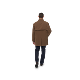  man wearing british khaki Men&#39;s Button-Up Reversible Raincoat back view
