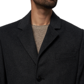  man wearing charcoal wool-blend topcoat collar
