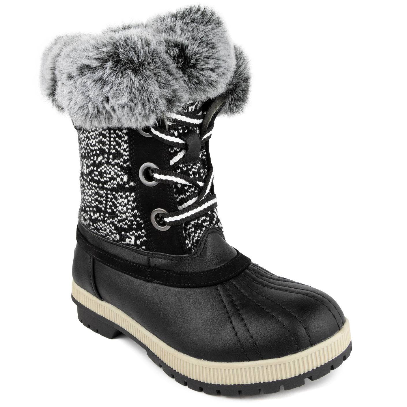Black and White Stripe Milly Women's Snow Boots