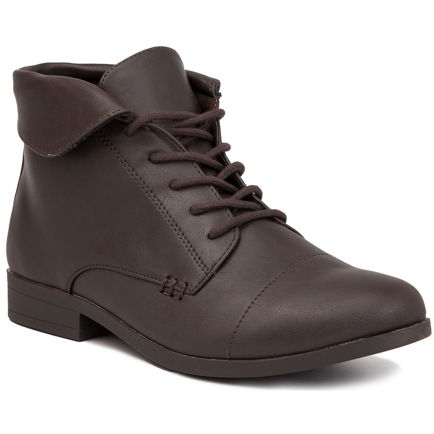 Brown Smooth || smooth brown Women's Lace-Up Clora Boots 45 degree angle side view