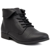  smooth black Women&#39;s Lace-Up Clora Boots 45 degree angle side view
