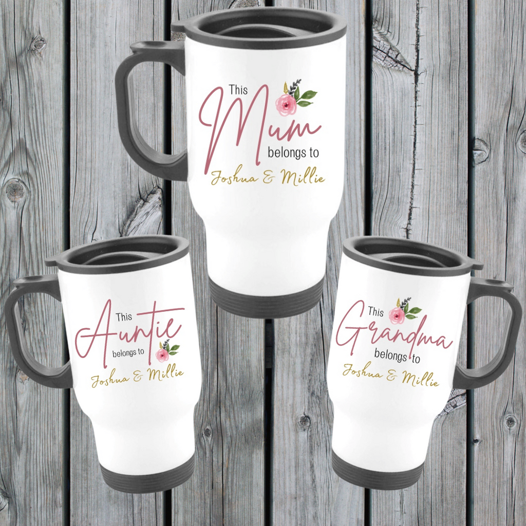 Personalised Floral Travel Coffee Mug