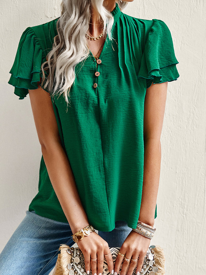 Women's T-Shirts Short Sleeve Elegant Ruffle T-Shirt