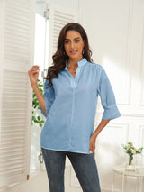 Women's Blouses Solid Color Casual Half Sleeve Blouse