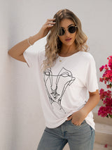 T-Shirts Women's T-Shirts Loose Printed Dolman Sleeve T-Shirt MsDressly