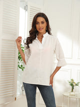 Women's Blouses Solid Color Casual Half Sleeve Blouse