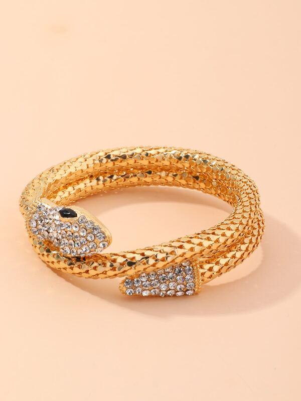 1pc Rhinestone Decor Serpentine Bangle - INS | Online Fashion Free Shipping Clothing, Dresses, Tops, Shoes