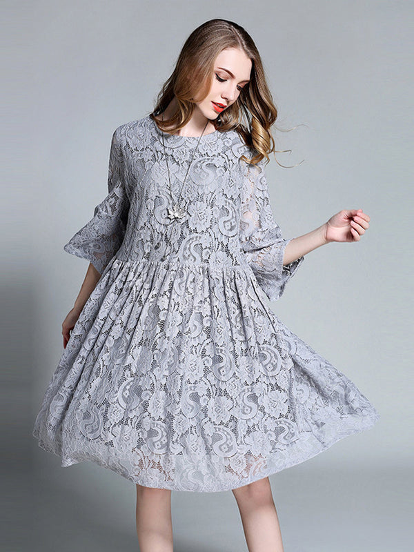 Women's Dresses Temperament  Lace Loose Midi Dress