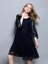 Women's Dresses Temperament  Lace Loose Midi Dress